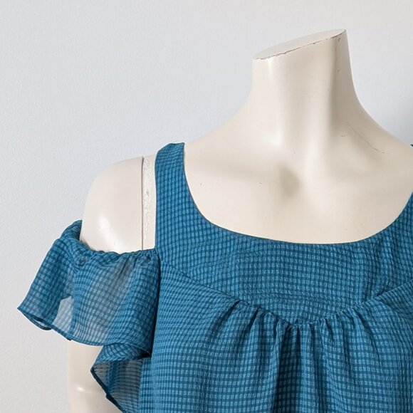 Maeve by Anthropologie - Turquoise Tavin Cold Shoulder Blouse - Size 8 - Picture 2 of 7
